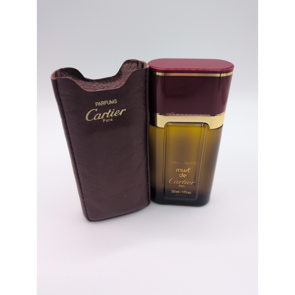 Must de Cartier 1 oz Eau de Toilette Perfume Splash With Leather Pouch New 80s